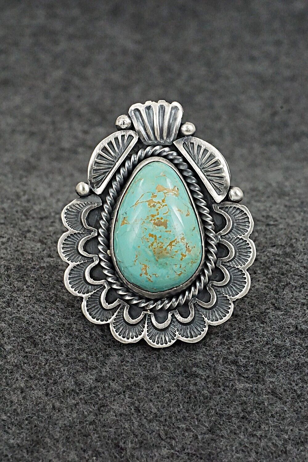 Turquoise & Sterling Silver Ring - Mark Yazzie - Size 9 Adj.