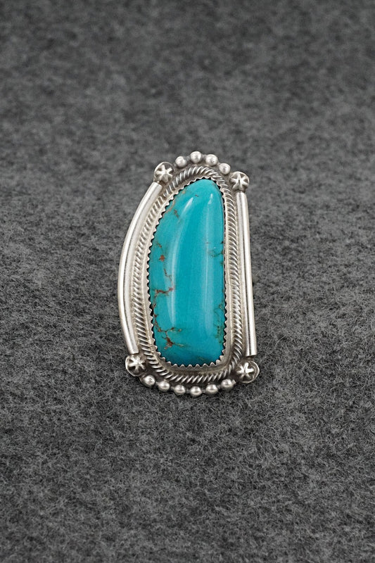 Turquoise & Sterling Silver Ring - Leslie Nez - Size 9.5