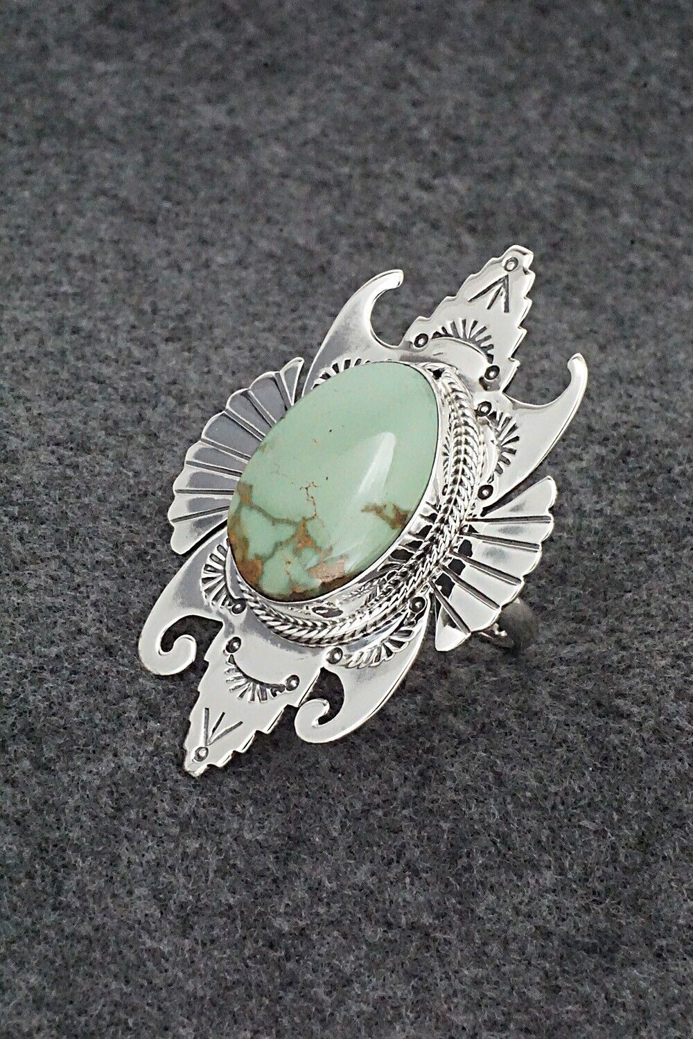 Turquoise & Sterling Silver Ring - Randy Billy - Size 9.5