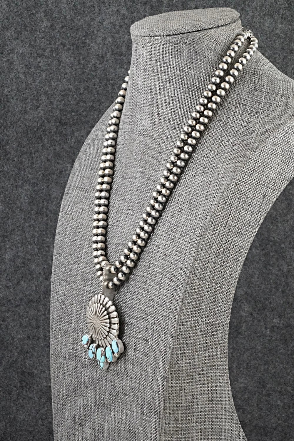 Turquoise & Sterling Silver Necklace - Tom Lewis