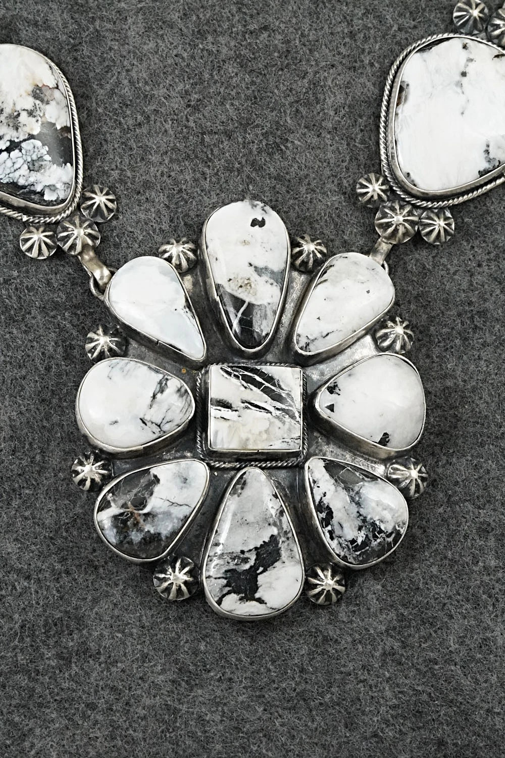 White Buffalo & Sterling Silver Necklace and Earrings Set - Paul Livingston
