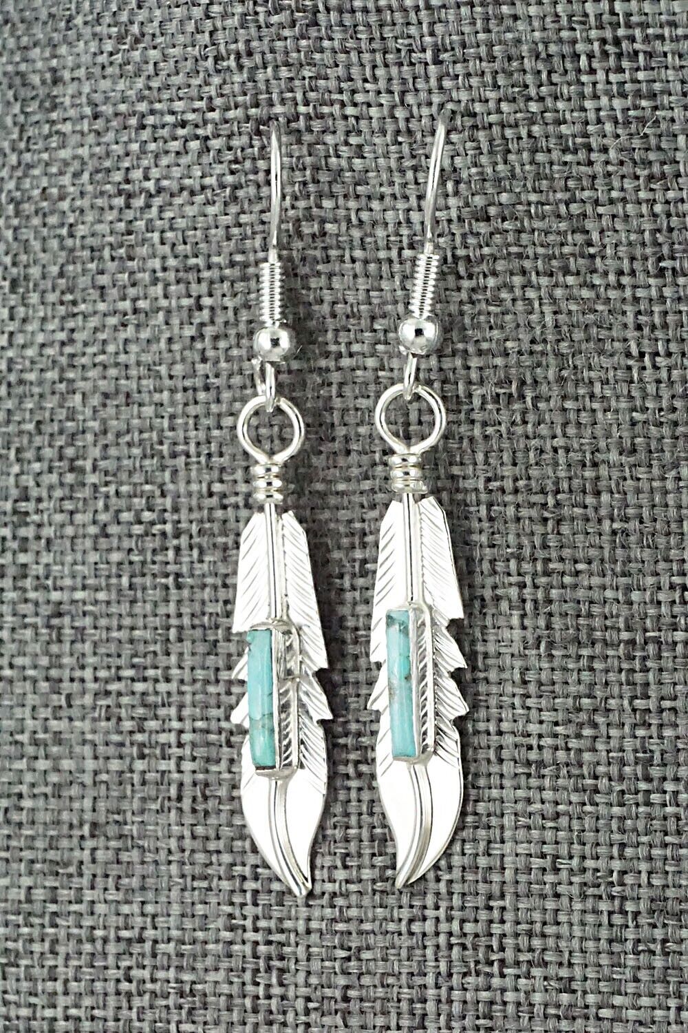 Turquoise & Sterling Silver Inlay Earrings - Allen Barney