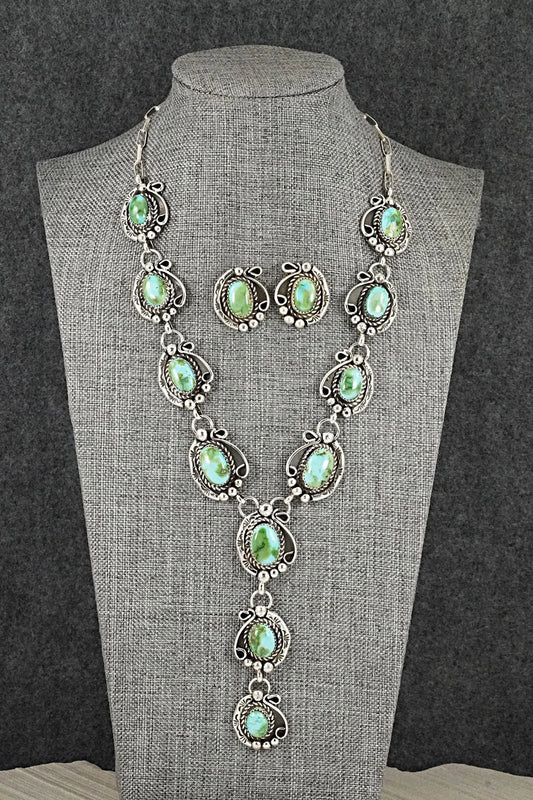 Turquoise & Sterling Silver Necklace and Earrings Set - Phil Nez
