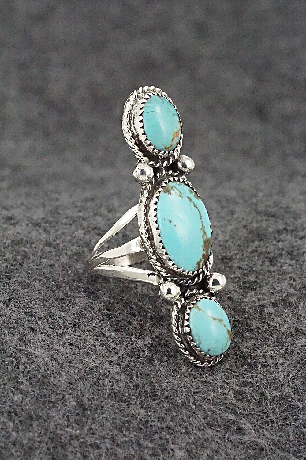 Turquoise & Sterling Silver Ring - Ernest Hawthorne - Size 7.5