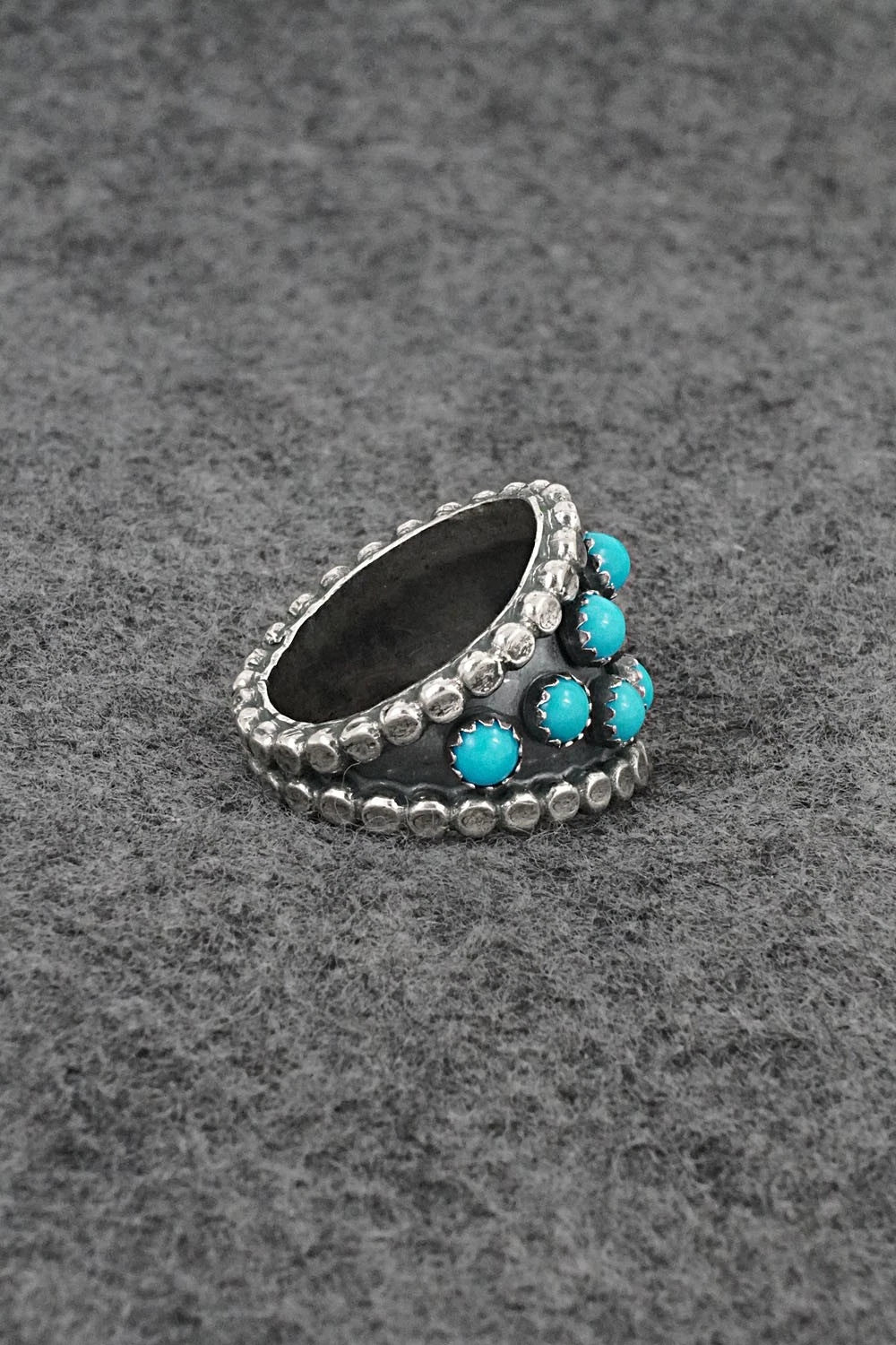 Turquoise & Sterling Silver Ring - Kenny Lonjose - Size 7.5