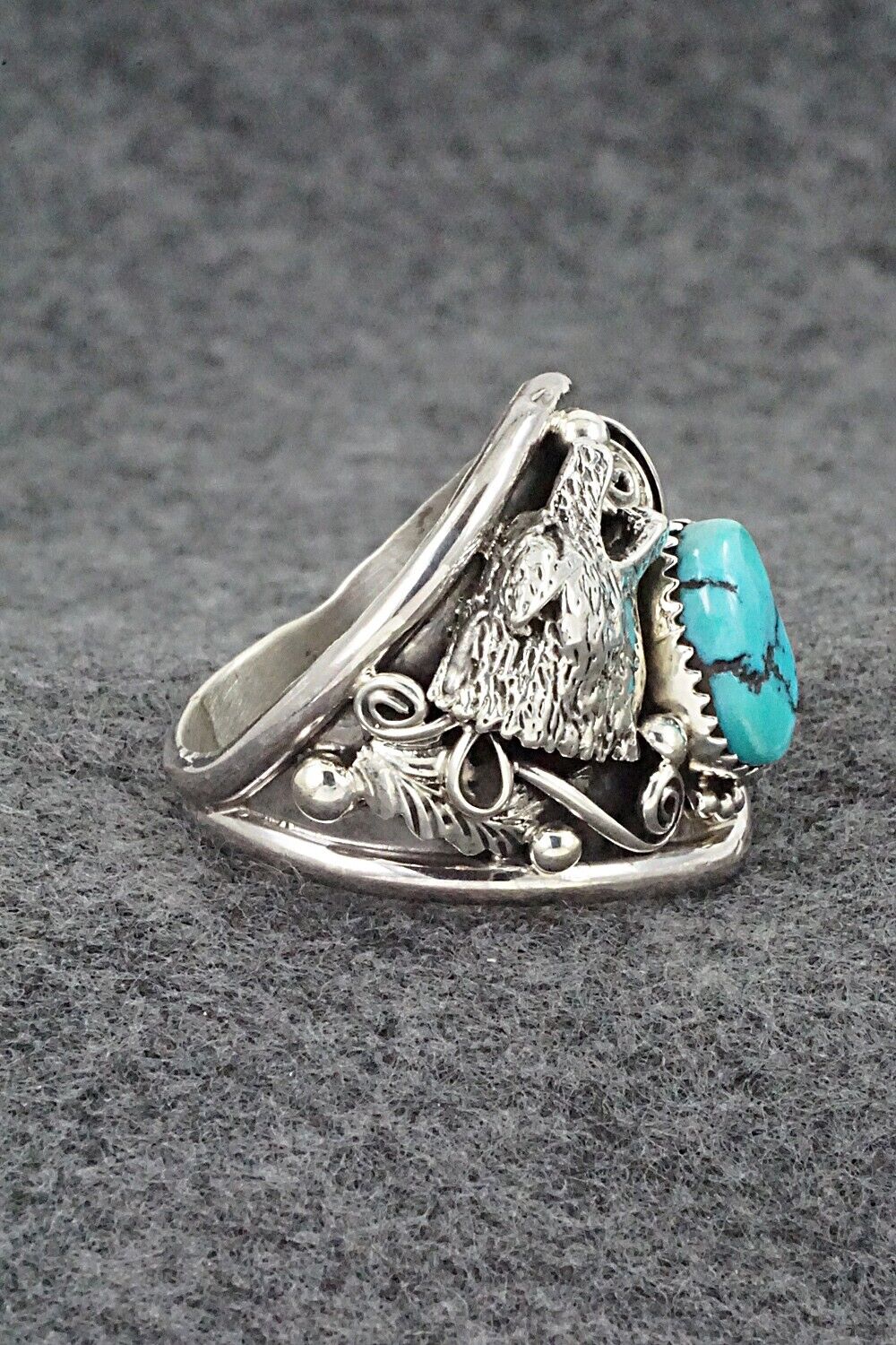 Turquoise & Sterling Silver Ring - Jeannette Saunders - Size 14.5