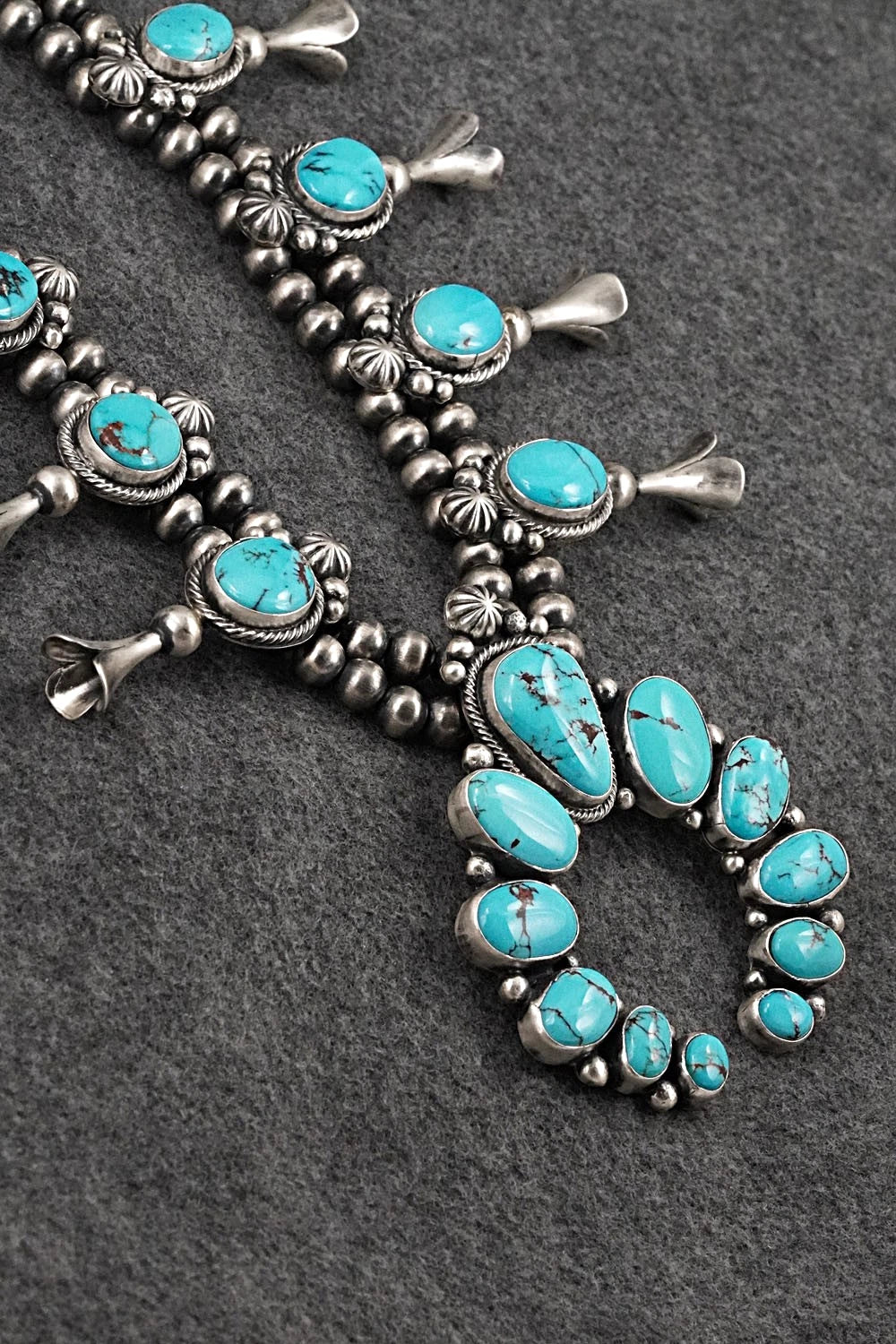 Turquoise & Sterling Silver Squash Blossom Set - Bobby Johnson