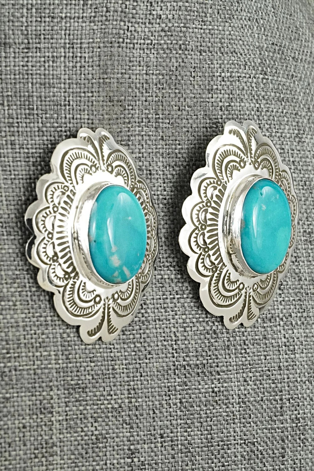 Turquoise & Sterling Silver Earrings - Arnold Blackgoat