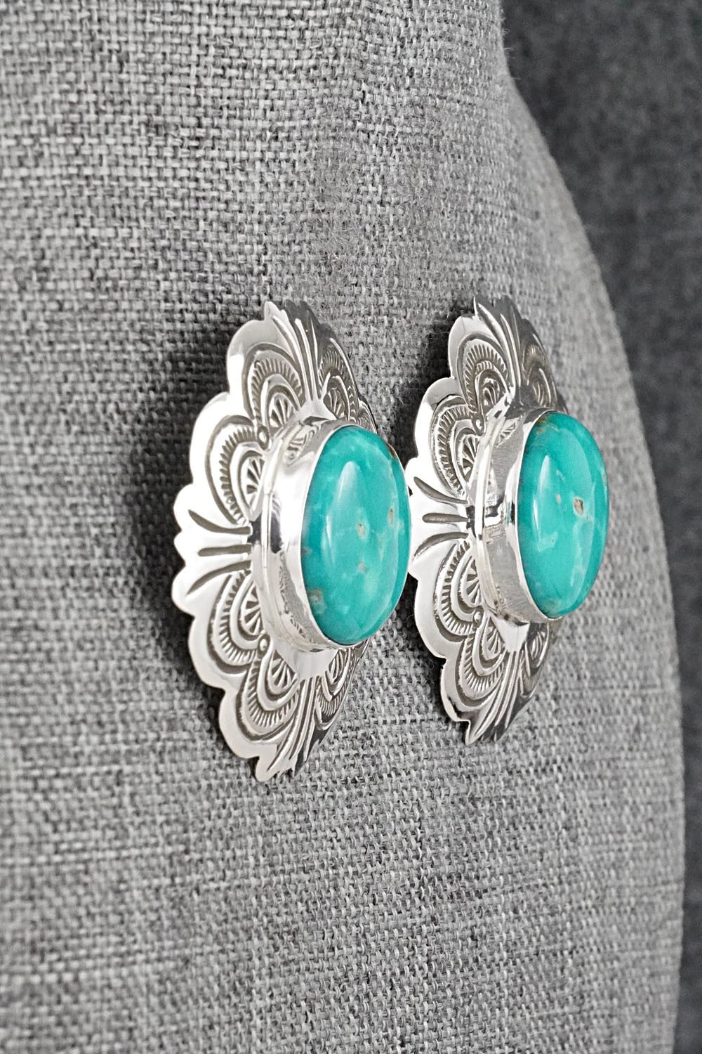 Turquoise & Sterling Silver Earrings - Arnold Blackgoat