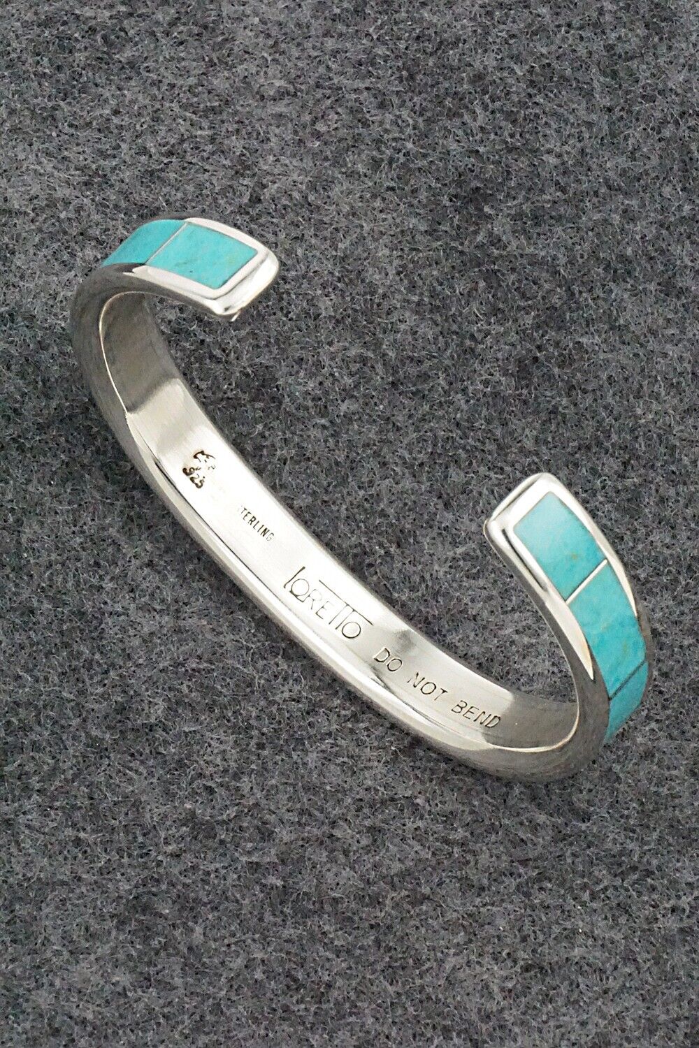 Turquoise & Sterling Silver Inlay Bracelet - Larry Loretto