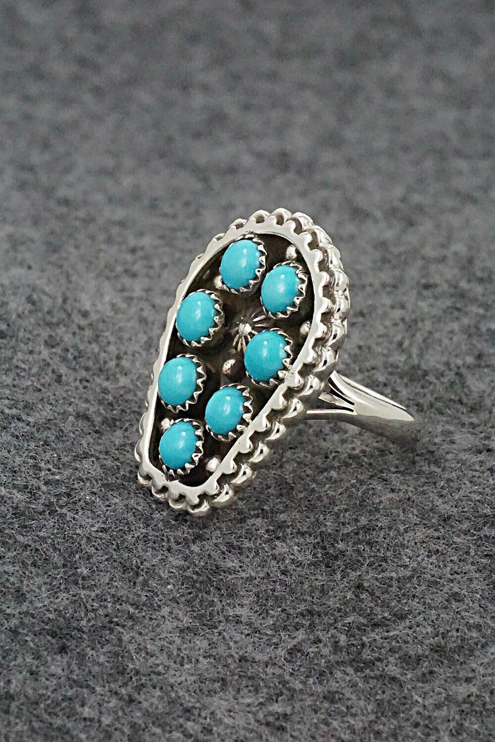 Turquoise & Sterling Silver Ring - Kenny Lonjose - Size 9.5