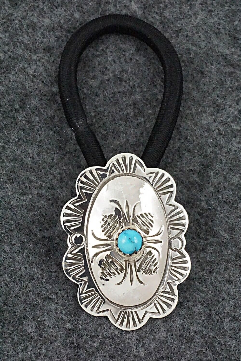 Turquoise & Sterling Silver Hair Tie - Bertha Begay