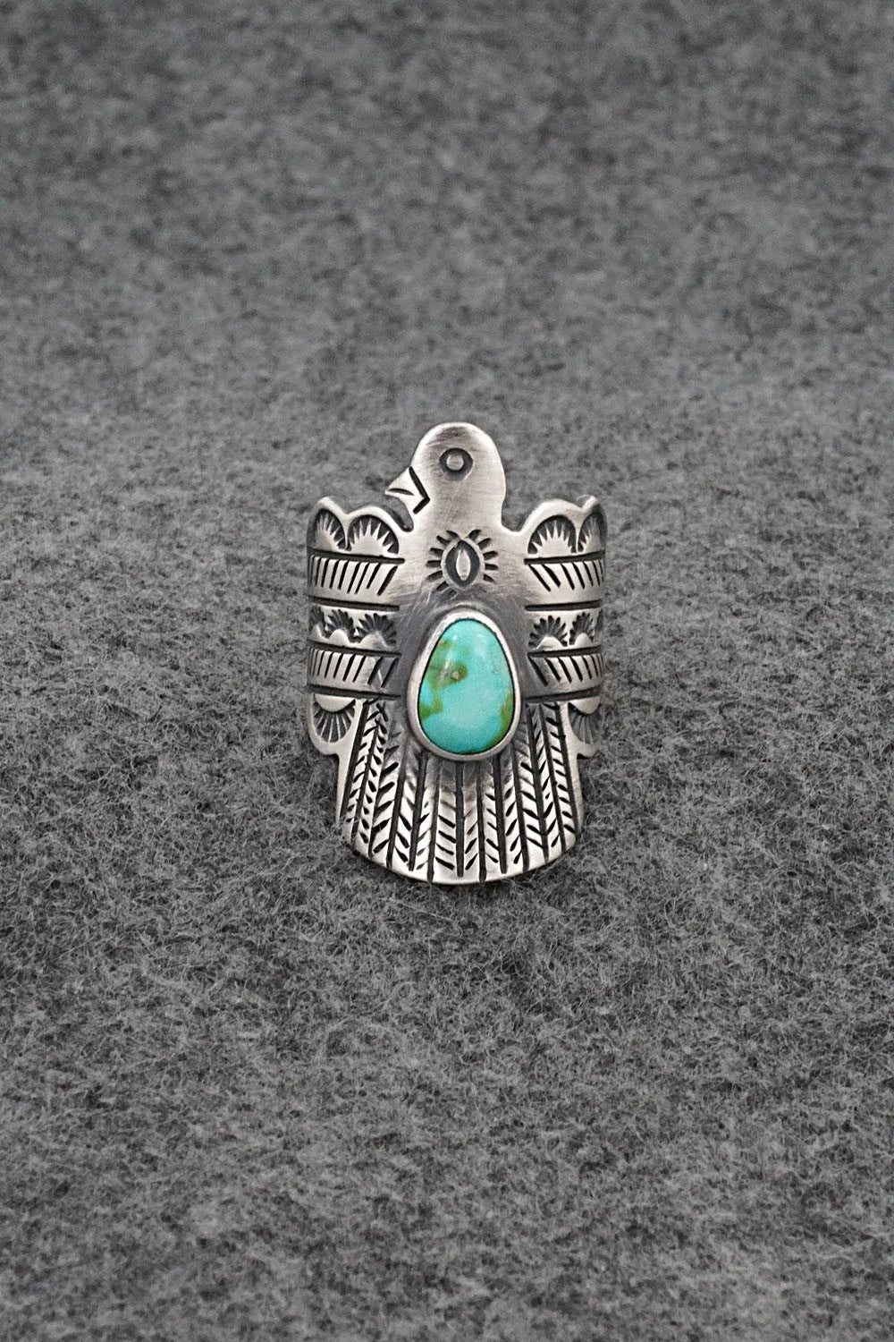 Turquoise and Sterling Silver Ring - Raymond Coriz - Size 9
