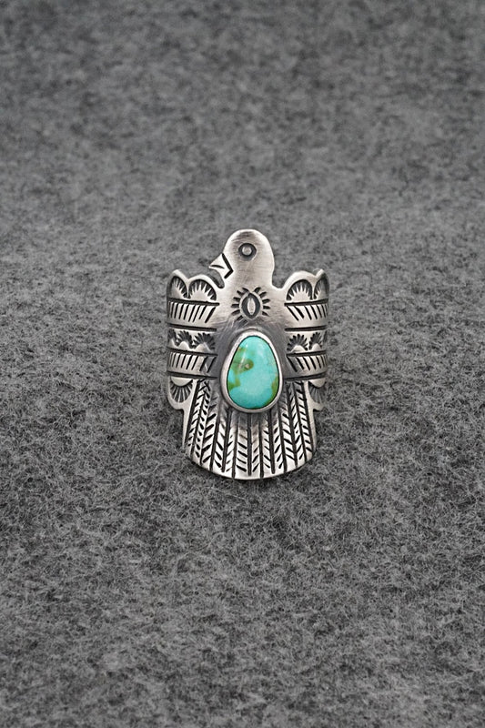 Turquoise and Sterling Silver Ring - Raymond Coriz - Size 9