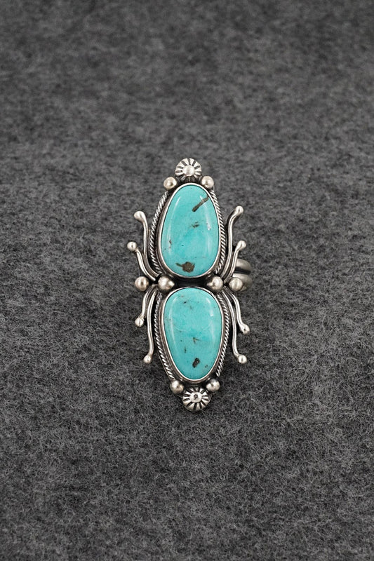 Turquoise & Sterling Silver Ring - Kathleen Livingston - Size 8 Adj.