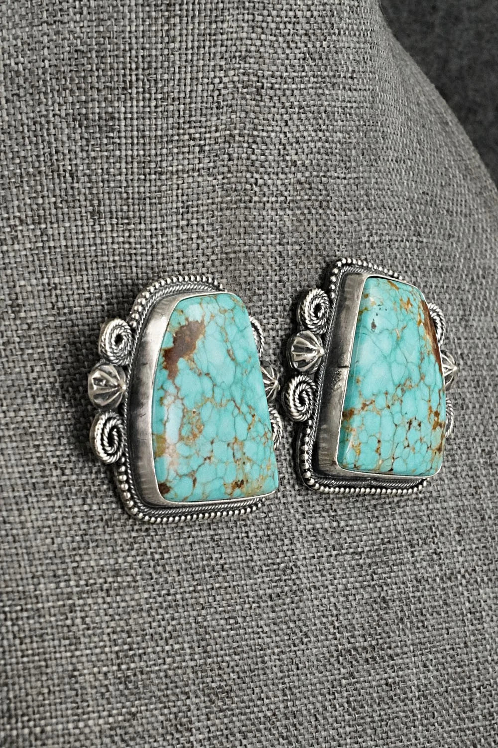 Turquoise & Sterling Silver Necklace and Earrings Set - Darrin Livingston