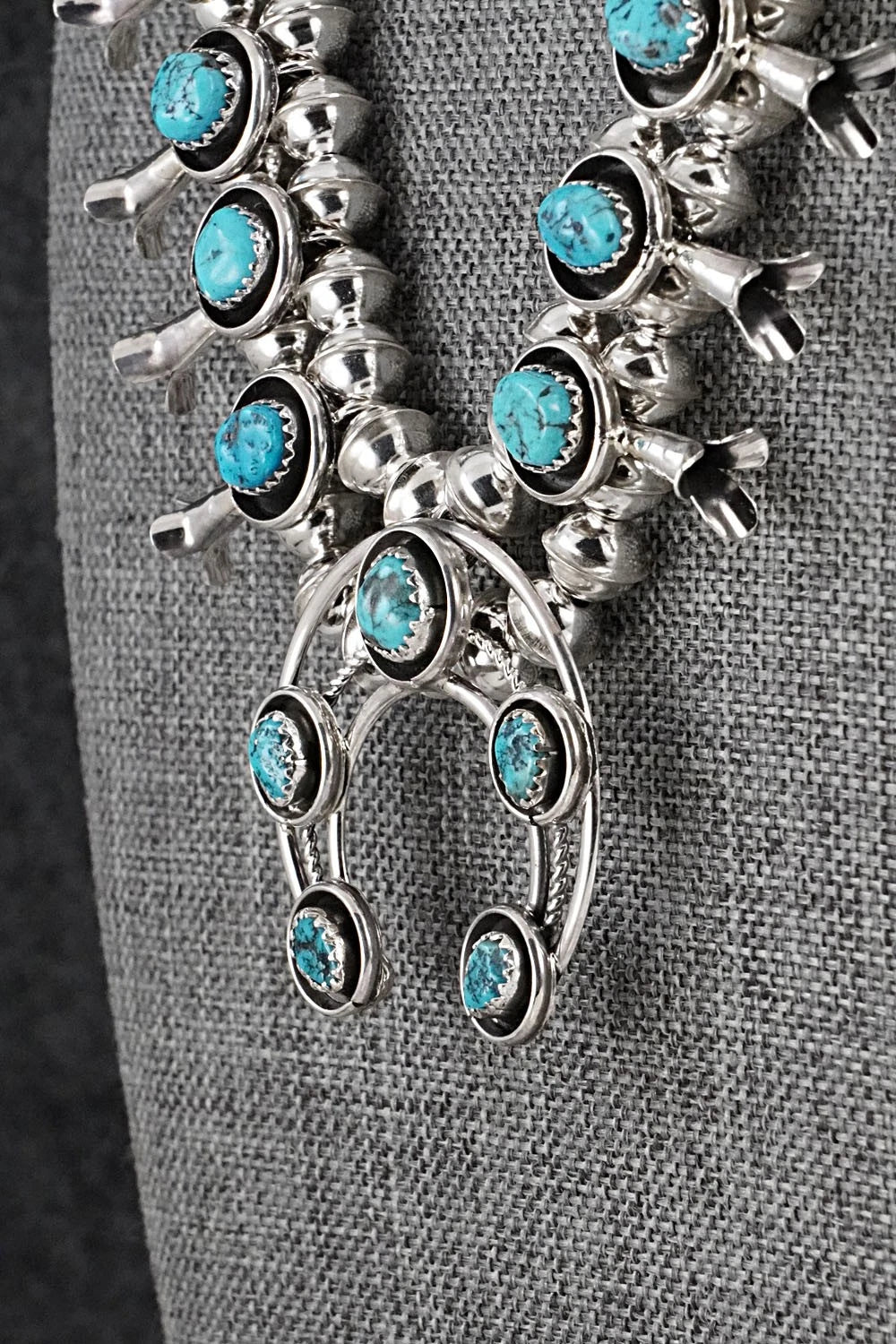 Turquoise & Sterling Silver Squash Blossom Set - Phil Garcia