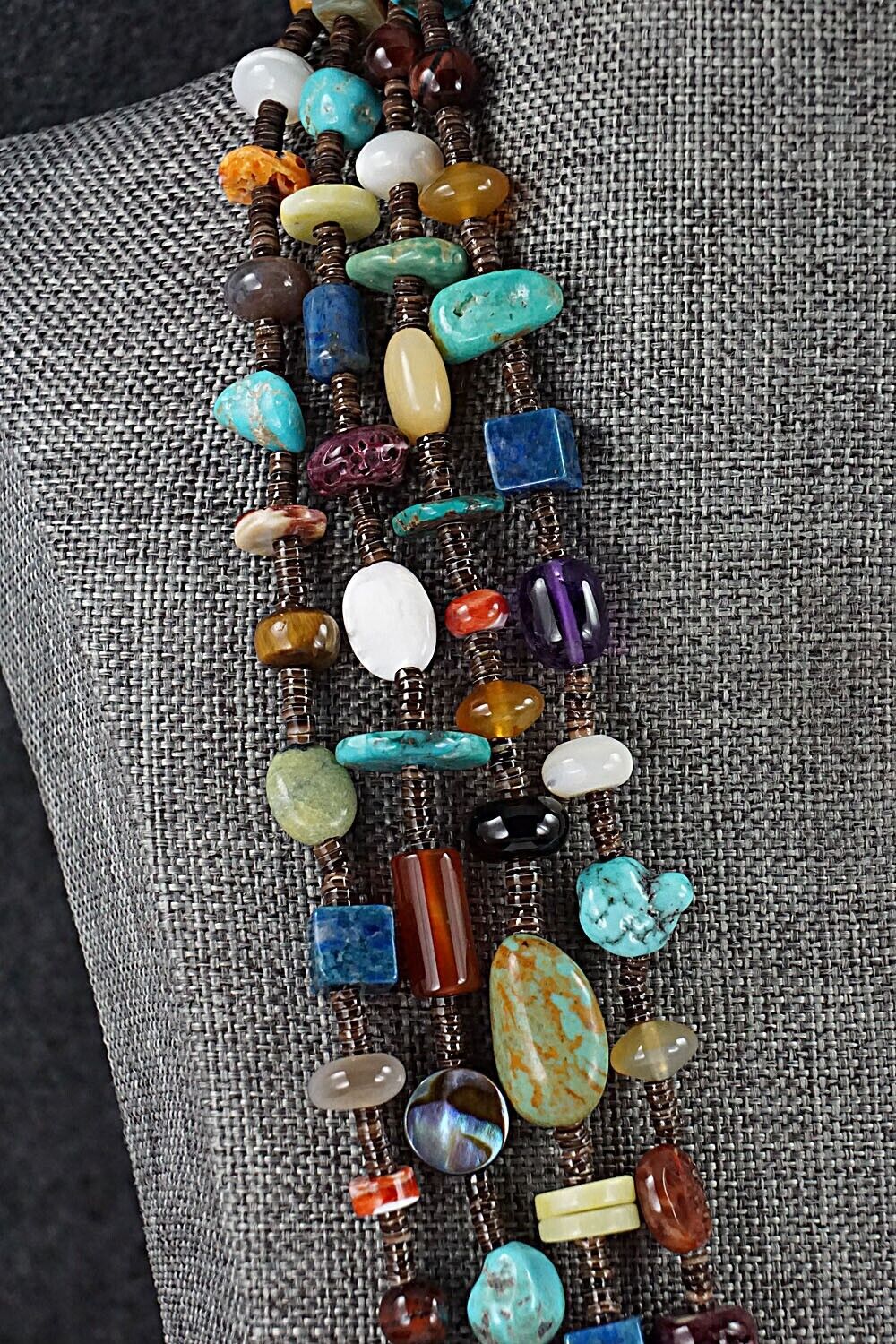 Multi Stone and Sterling Silver Necklace - Helen Tsosie
