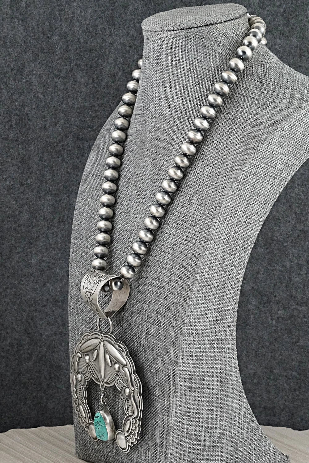 Turquoise & Sterling Silver Necklace - Roland Dixson