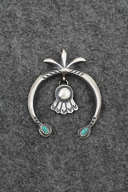 Turquoise and Sterling Silver Pendant - Martha Cayatineto