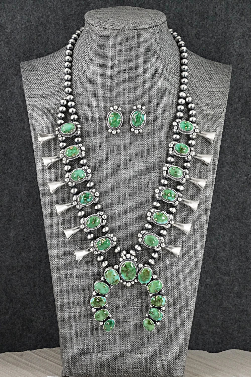 Turquoise & Sterling Silver Squash Blossom Set - Darrin Livingston