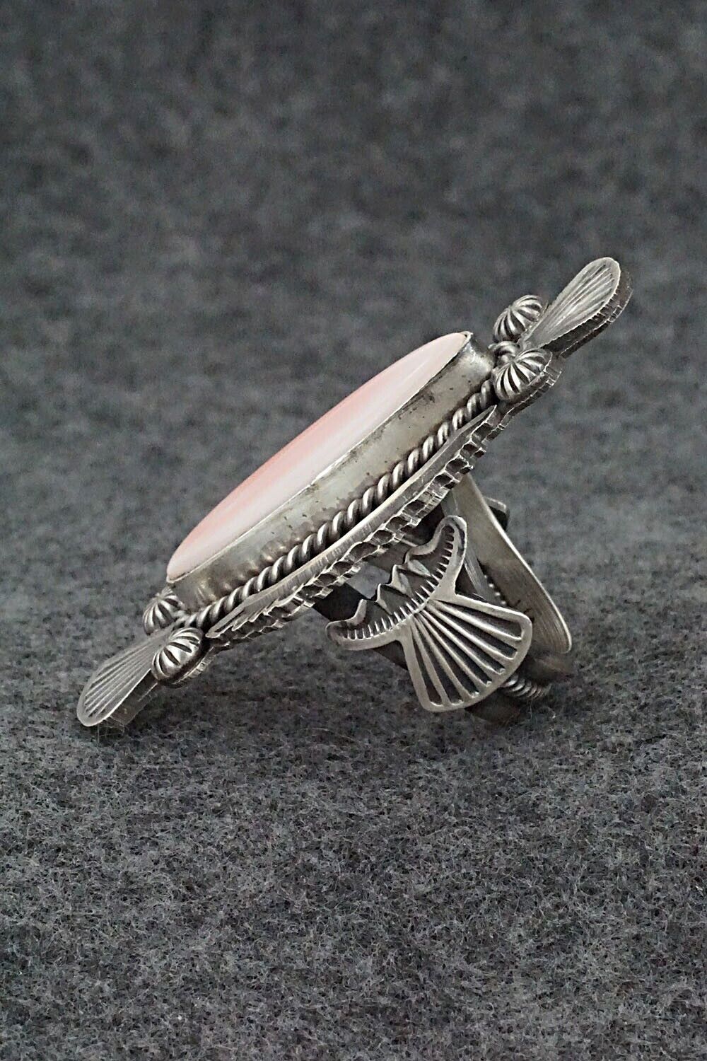 Pink Conch Shell & Sterling Silver Ring - Michael Calladitto - Size 10