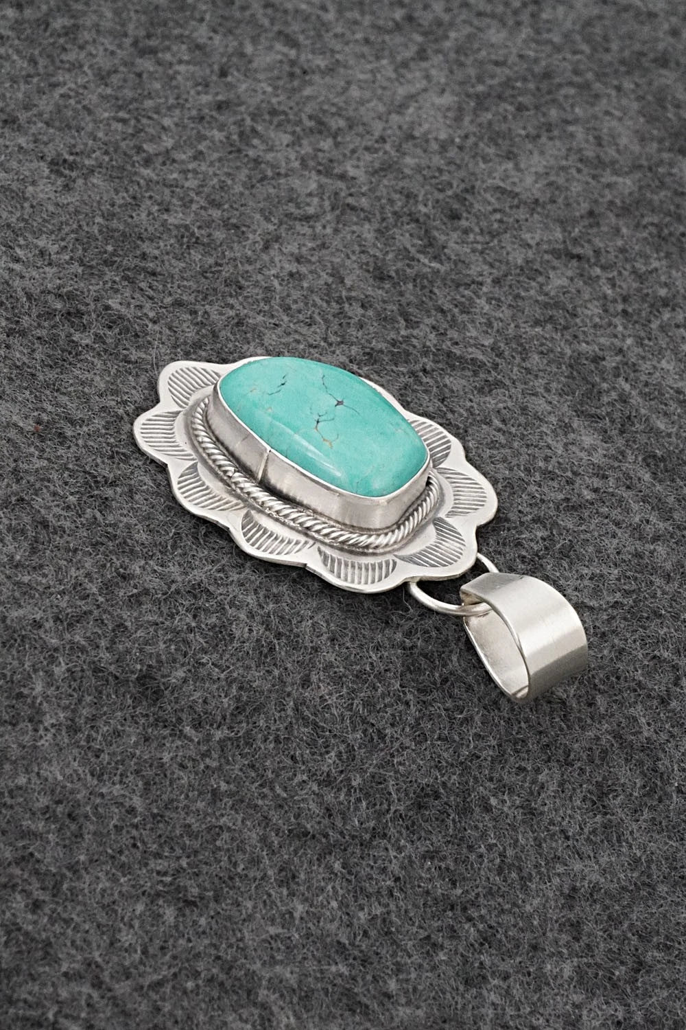 Turquoise & Sterling Silver Pendant - Cordell Platero