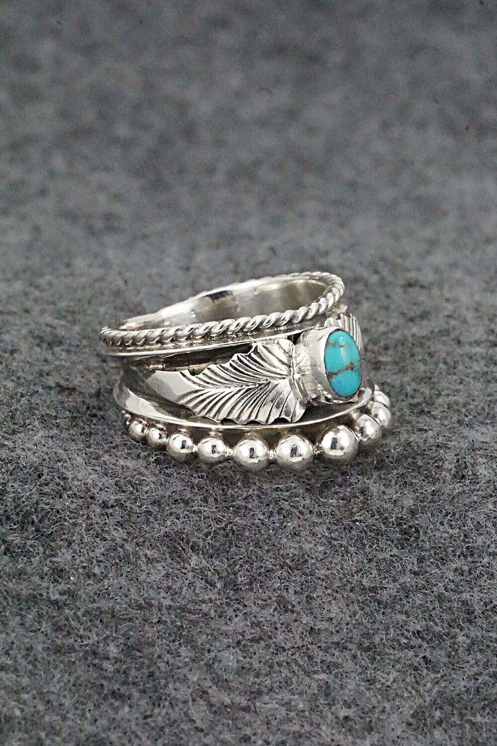 Turquoise & Sterling Silver Ring - Tom Lewis - Size 8.75