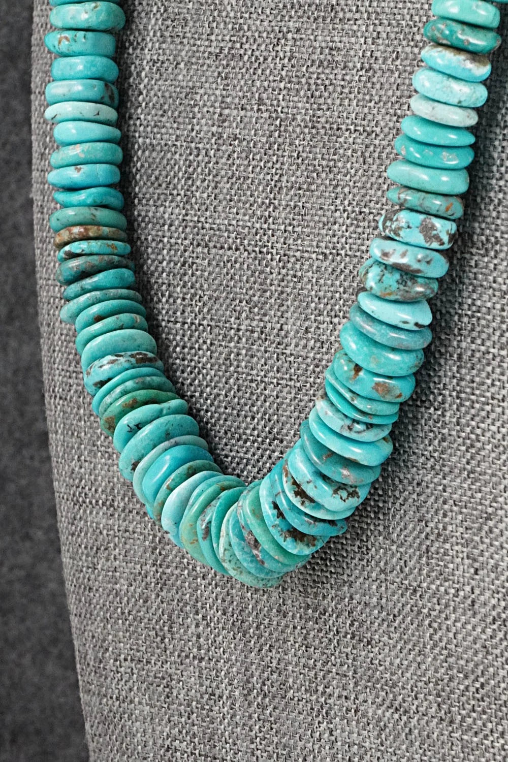 Turquoise & Sterling Silver Necklace 22" - Doreen Jake