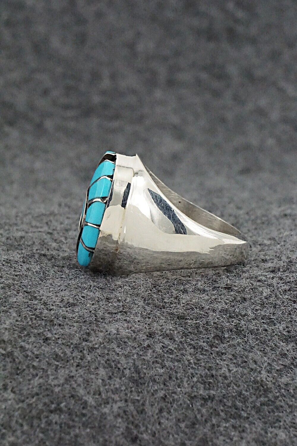 Turquoise & Sterling Silver Inlay Ring - Amy Wesley - Size 9.5