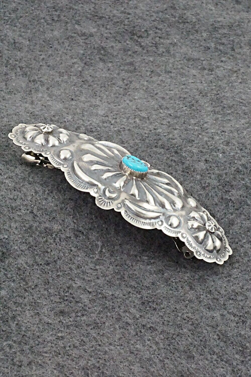 Turquoise & Sterling Silver Hair Barrette - Tim Yazzie
