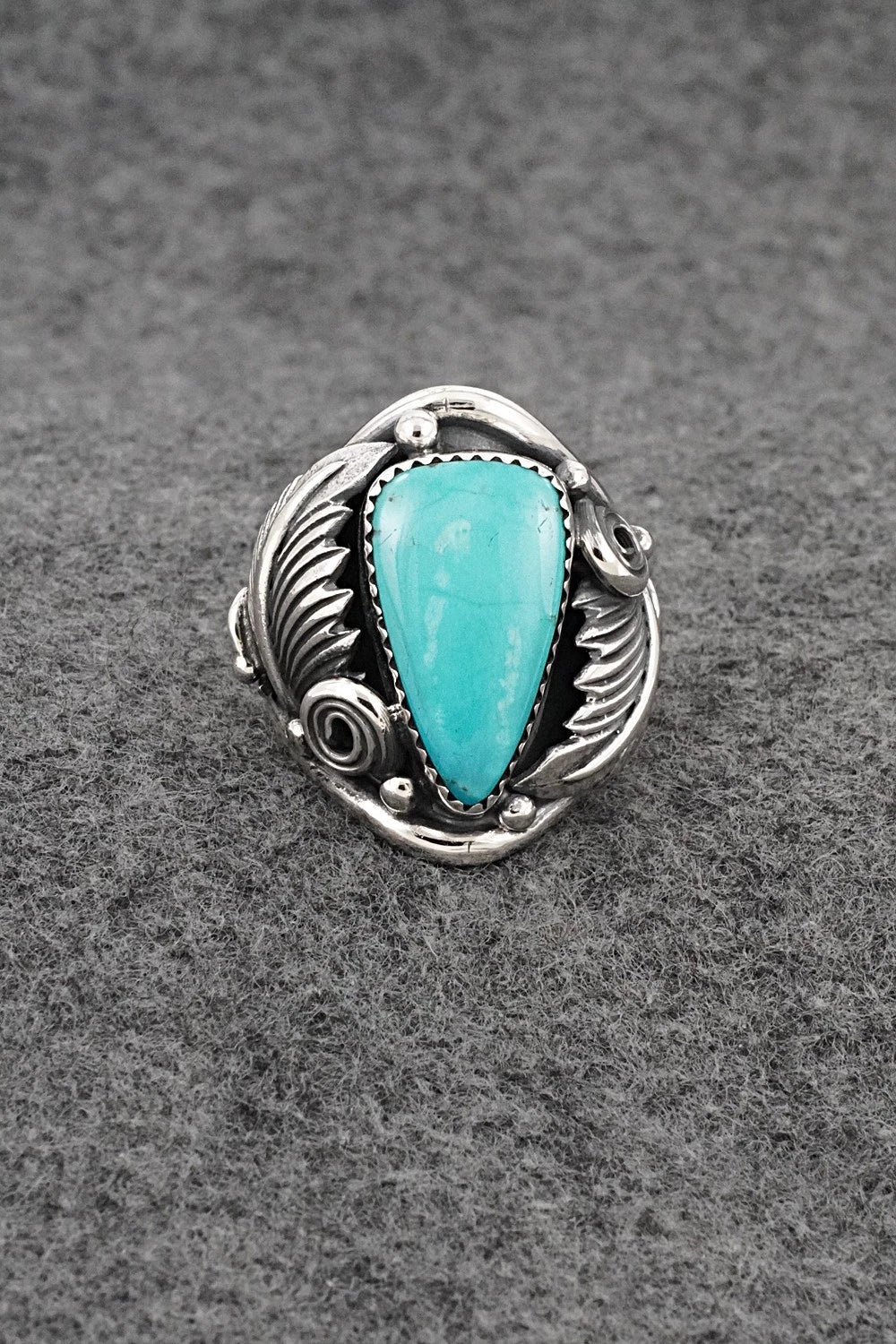Turquoise & Sterling Silver Ring - Darrell Morgan - Size 9.5