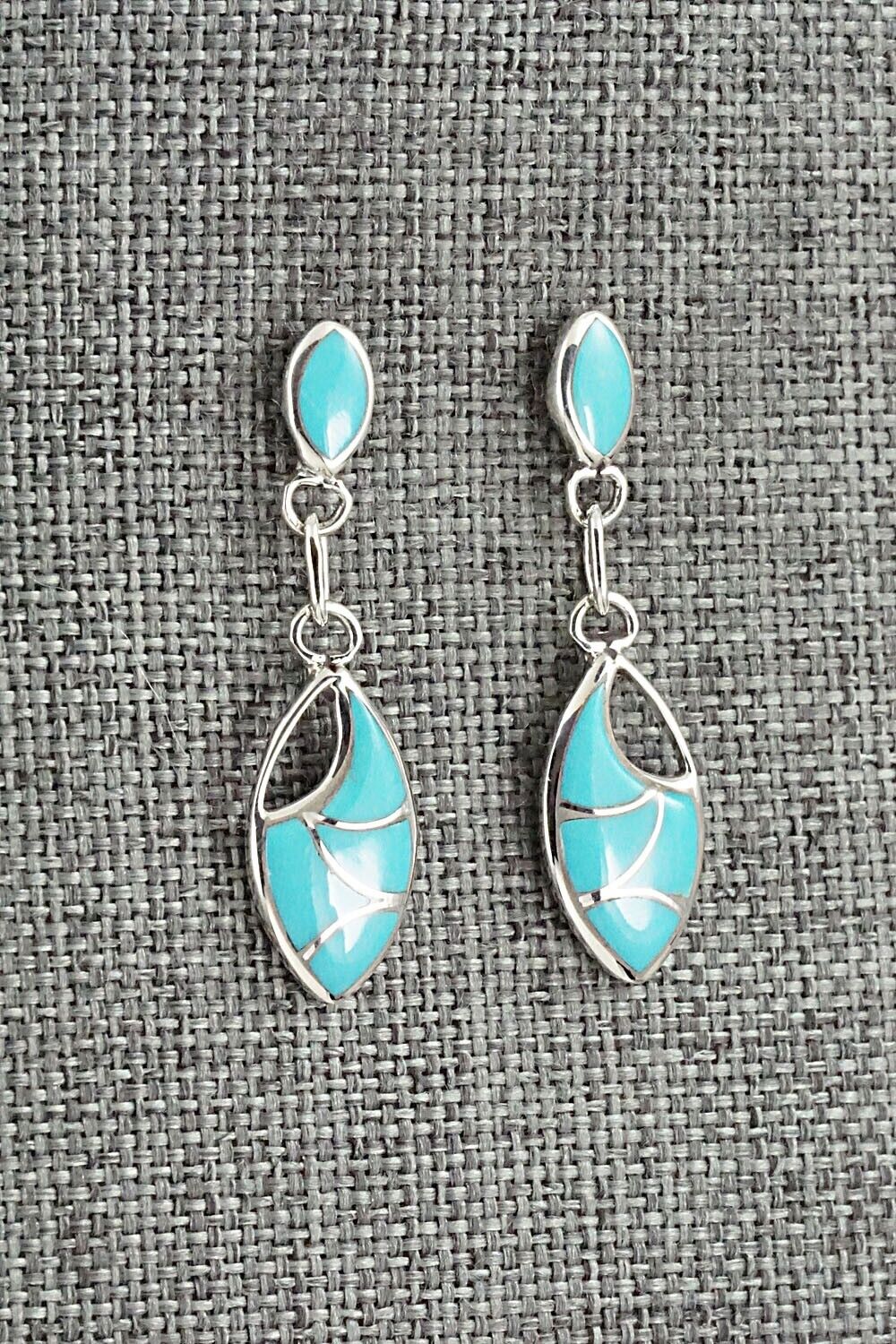 Turquoise & Sterling Silver Inlay Earrings - Faye Leekya