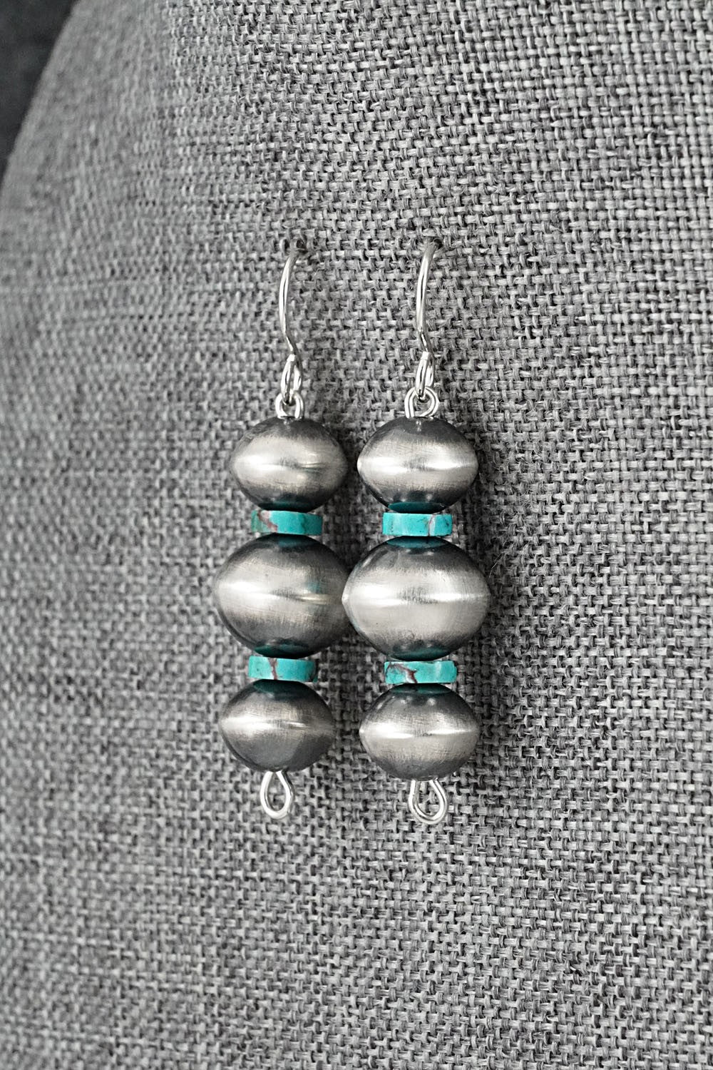 Turquoise & Sterling Silver Navajo Pearl Earrings - Tonisha Haley