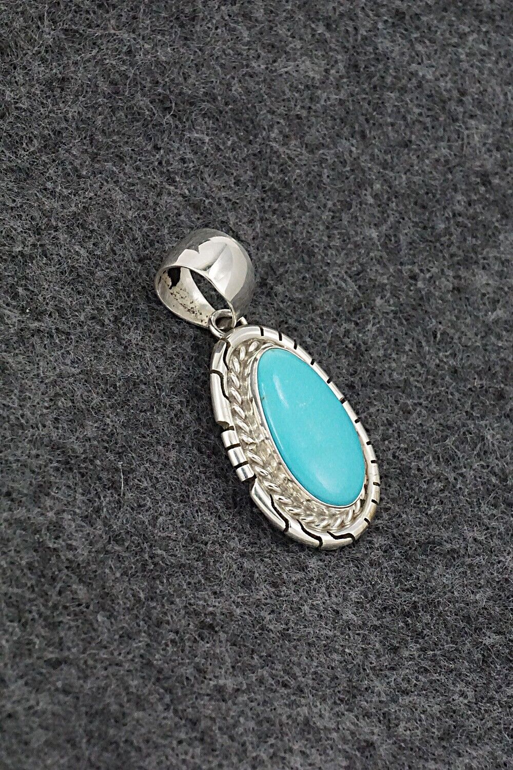 Turquoise & Sterling Silver Pendant - Johnny Frank