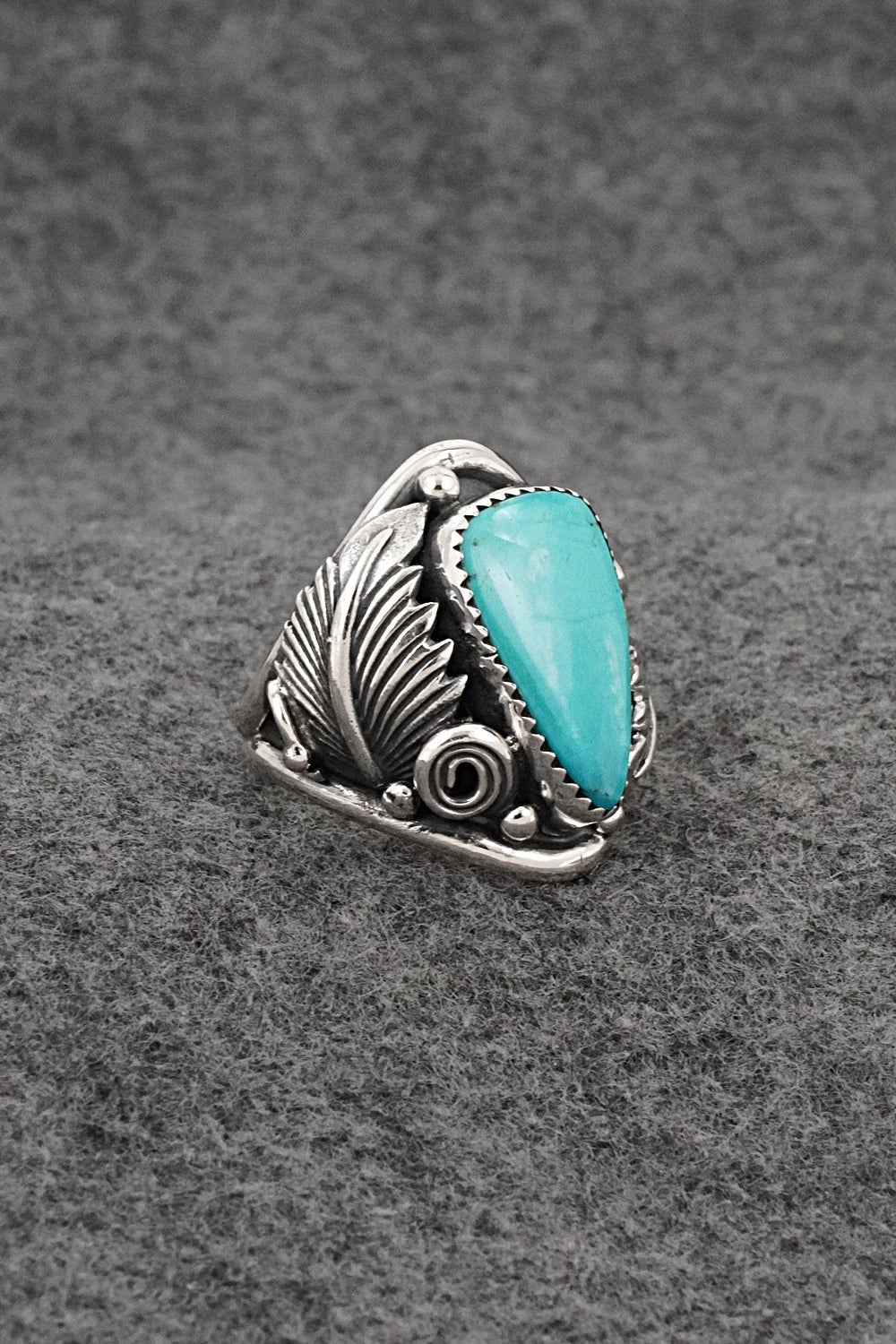 Turquoise & Sterling Silver Ring - Darrell Morgan - Size 9.5
