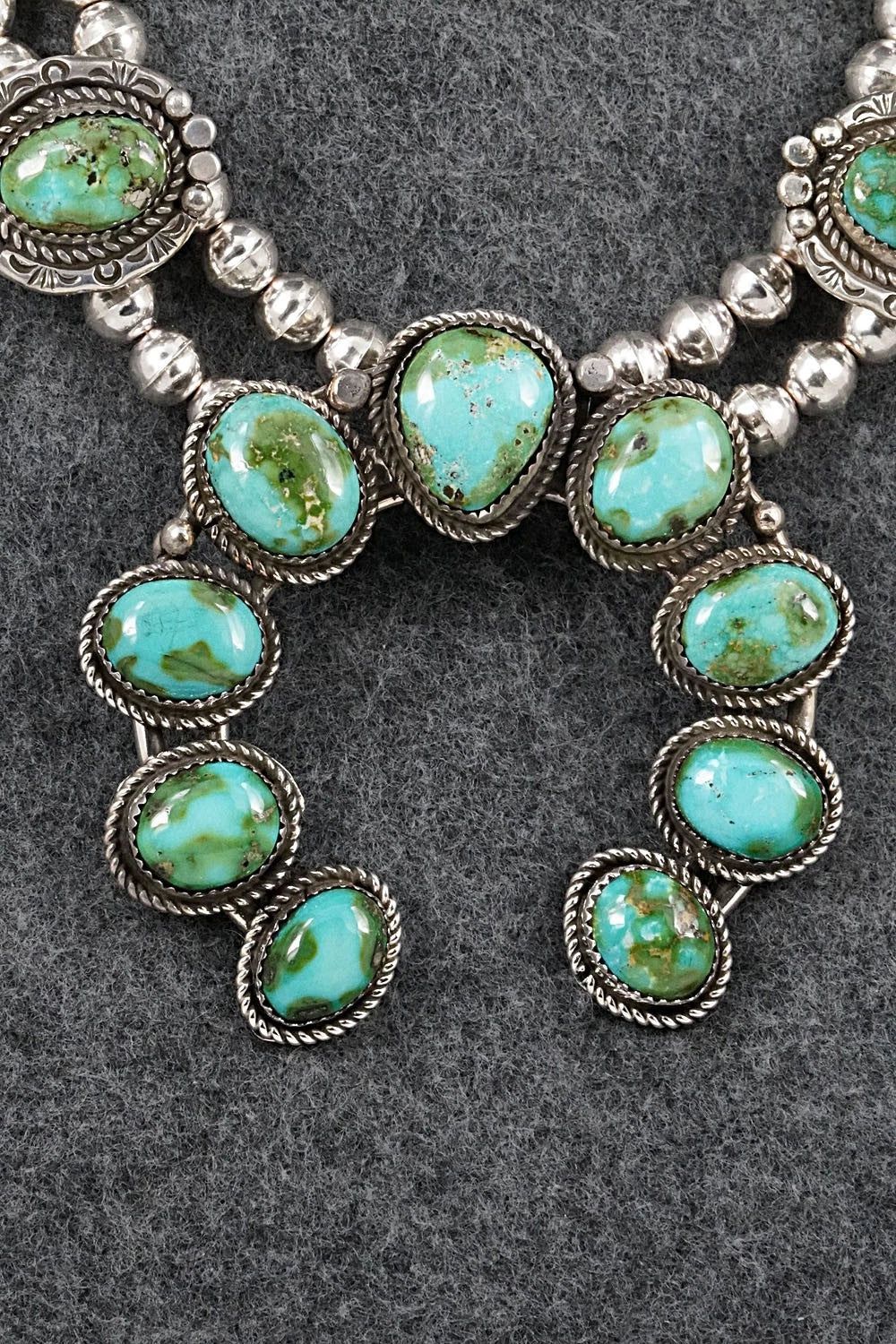 Turquoise & Sterling Silver Squash Blossom Set - Phil Nez