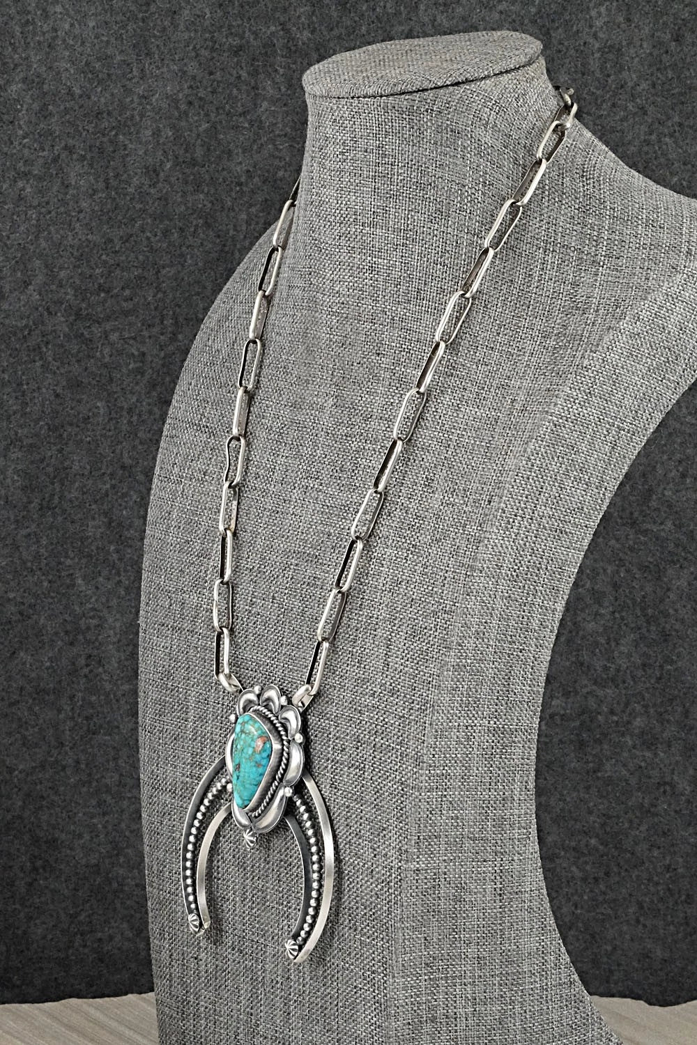 Turquoise & Sterling Silver Necklace - Raymond Delgarito