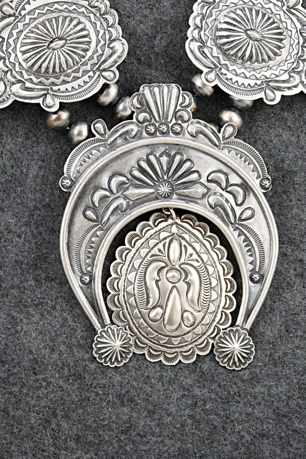 Sterling Silver Squash Blossom Necklace - Terry Charlie