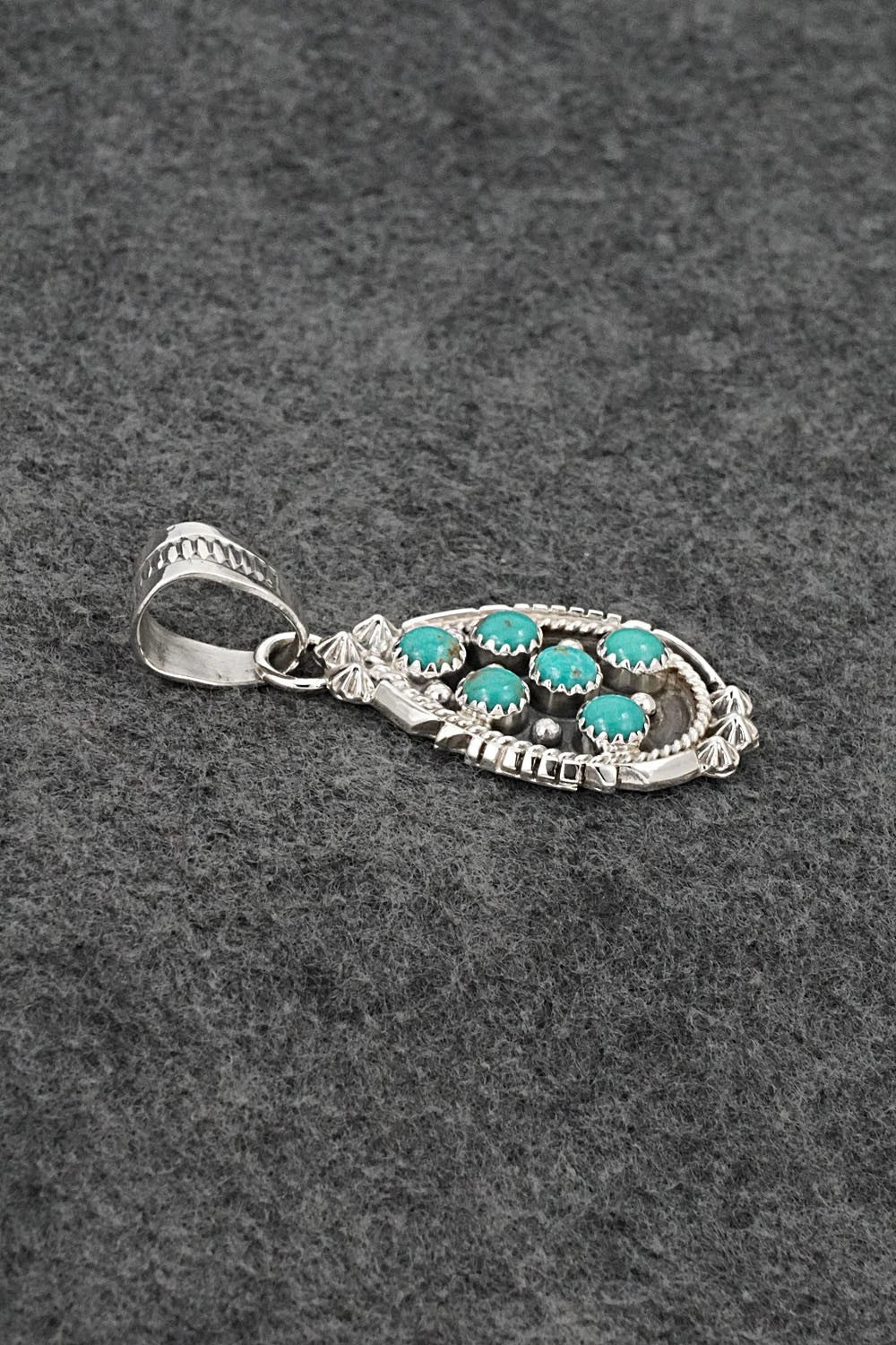 Turquoise & Sterling Silver Pendant - Kenny Lonjose