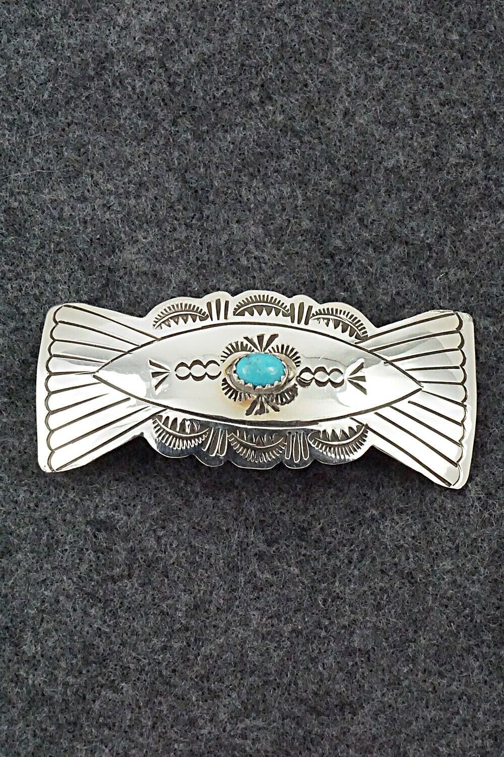 Turquoise & Sterling Silver Hair Barrette - Arlene Soce
