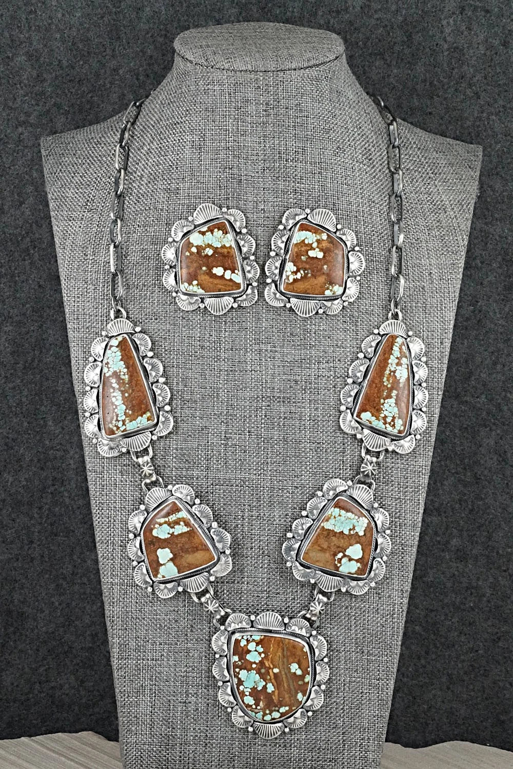 Turquoise & Sterling Silver Necklace and Earrings Set - Bob Becenti