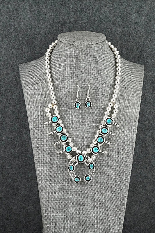 Turquoise & Sterling Silver Squash Blossom Set - Phil Garcia