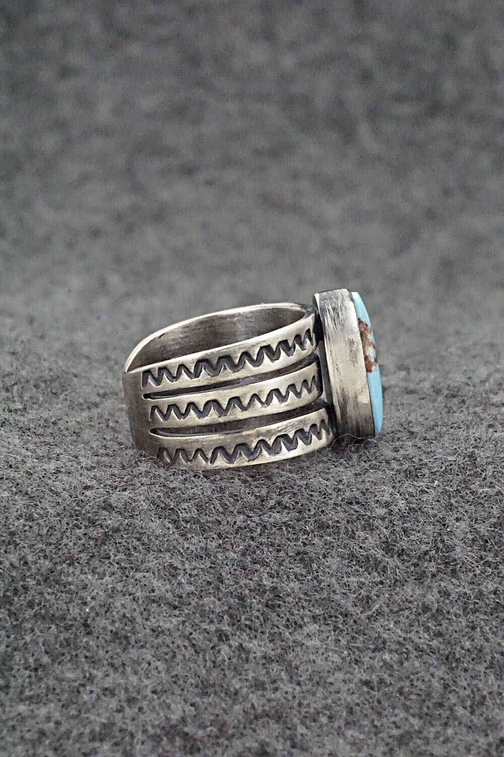 Turquoise and Sterling Silver Ring - Raymond Coriz - Size 7