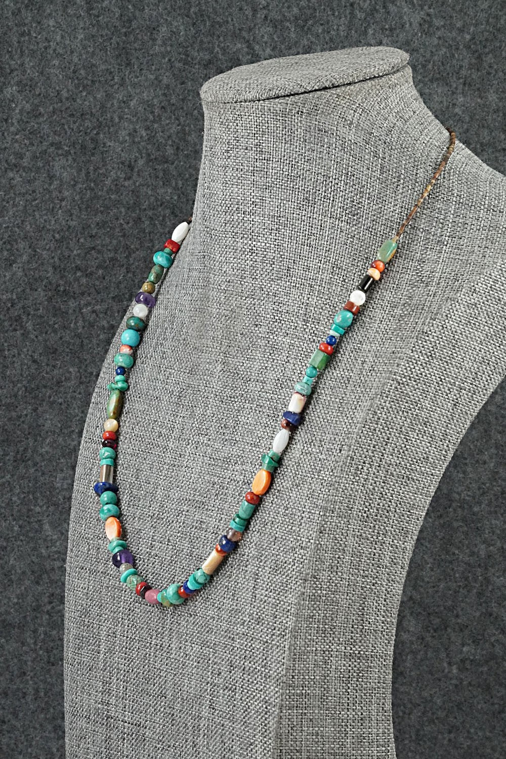 Multi-Stone & Sterling Silver Necklace 18" - Helen Tsosie