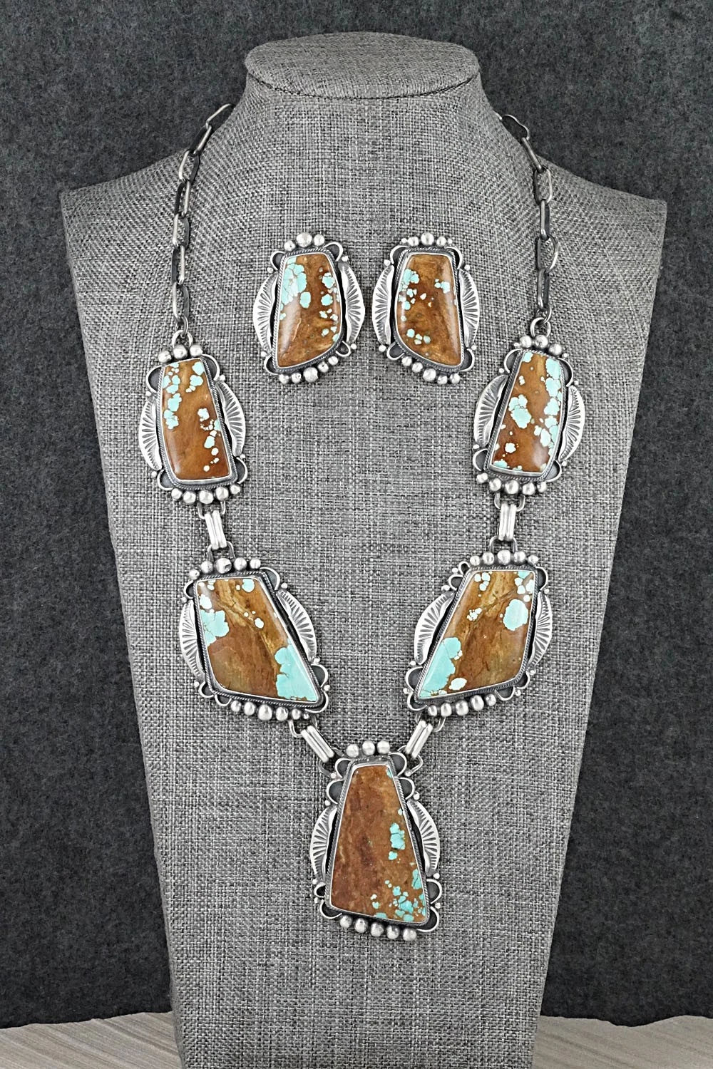 Turquoise & Sterling Silver Necklace and Earrings Set - Bob Becenti
