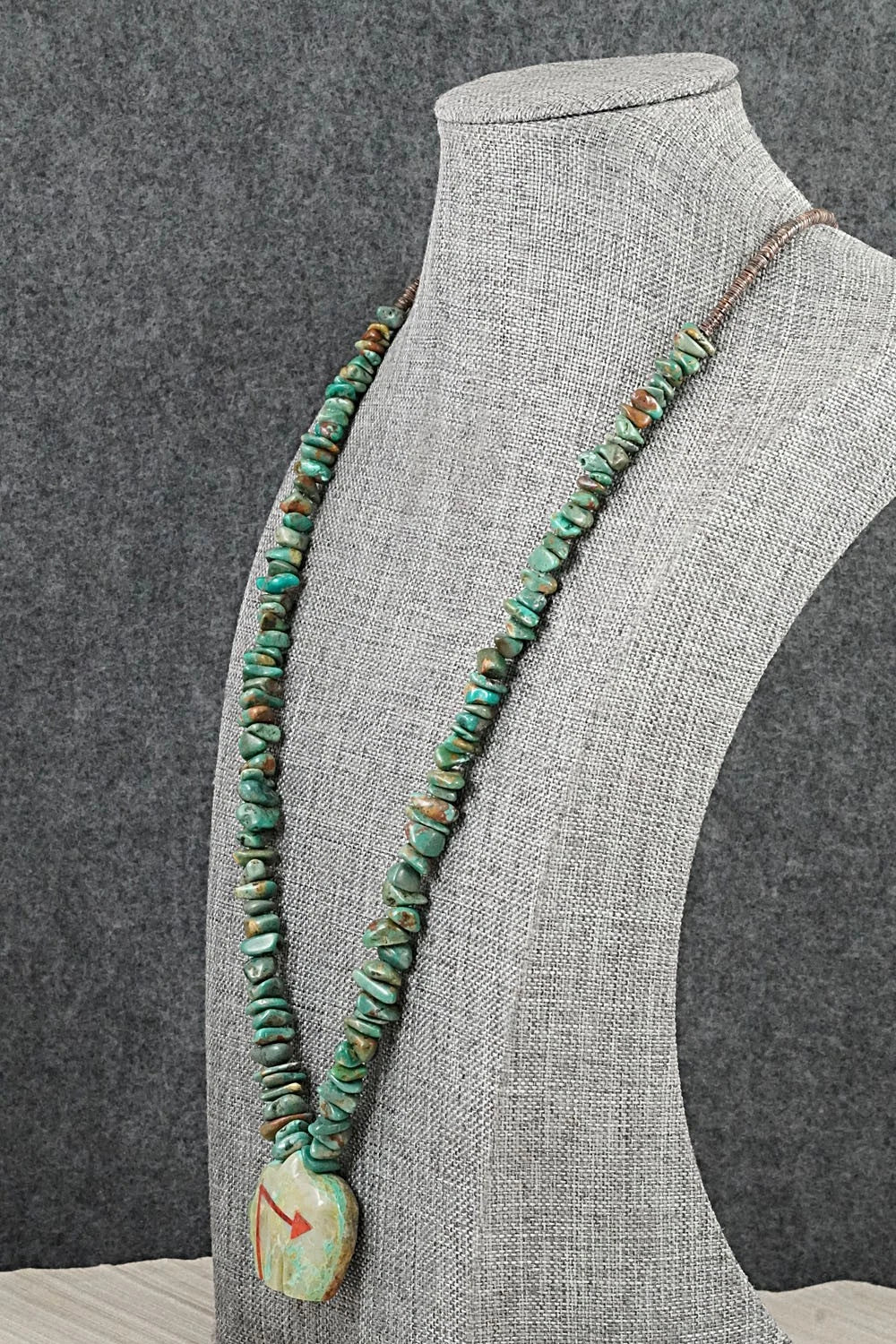 Turquoise Zuni Fetish Carving & Sterling Silver Necklace - Bernard Laiwakete