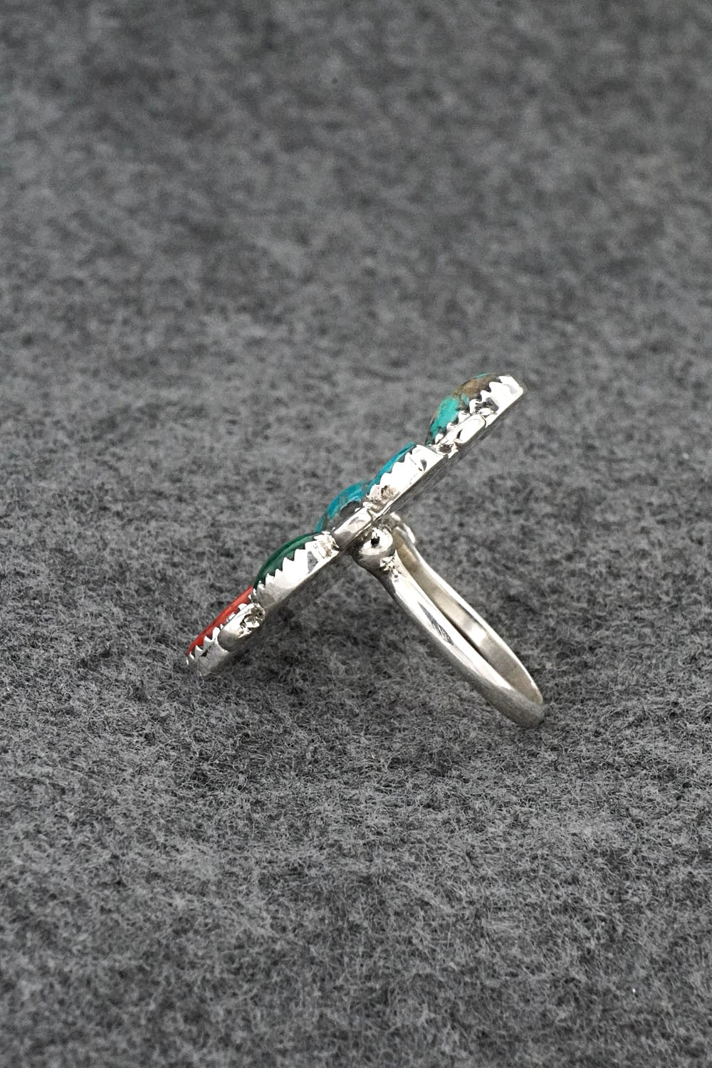 Multi-Stone & Sterling Silver Ring - Priscilla Reeder - Size 8