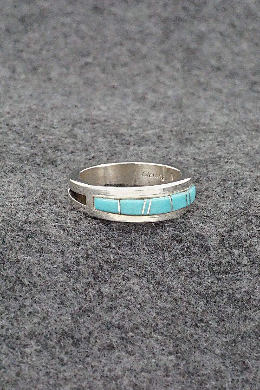 Turquoise & Sterling Silver Inlay Ring - Wilbert Muskett Jr. - Size 9.5