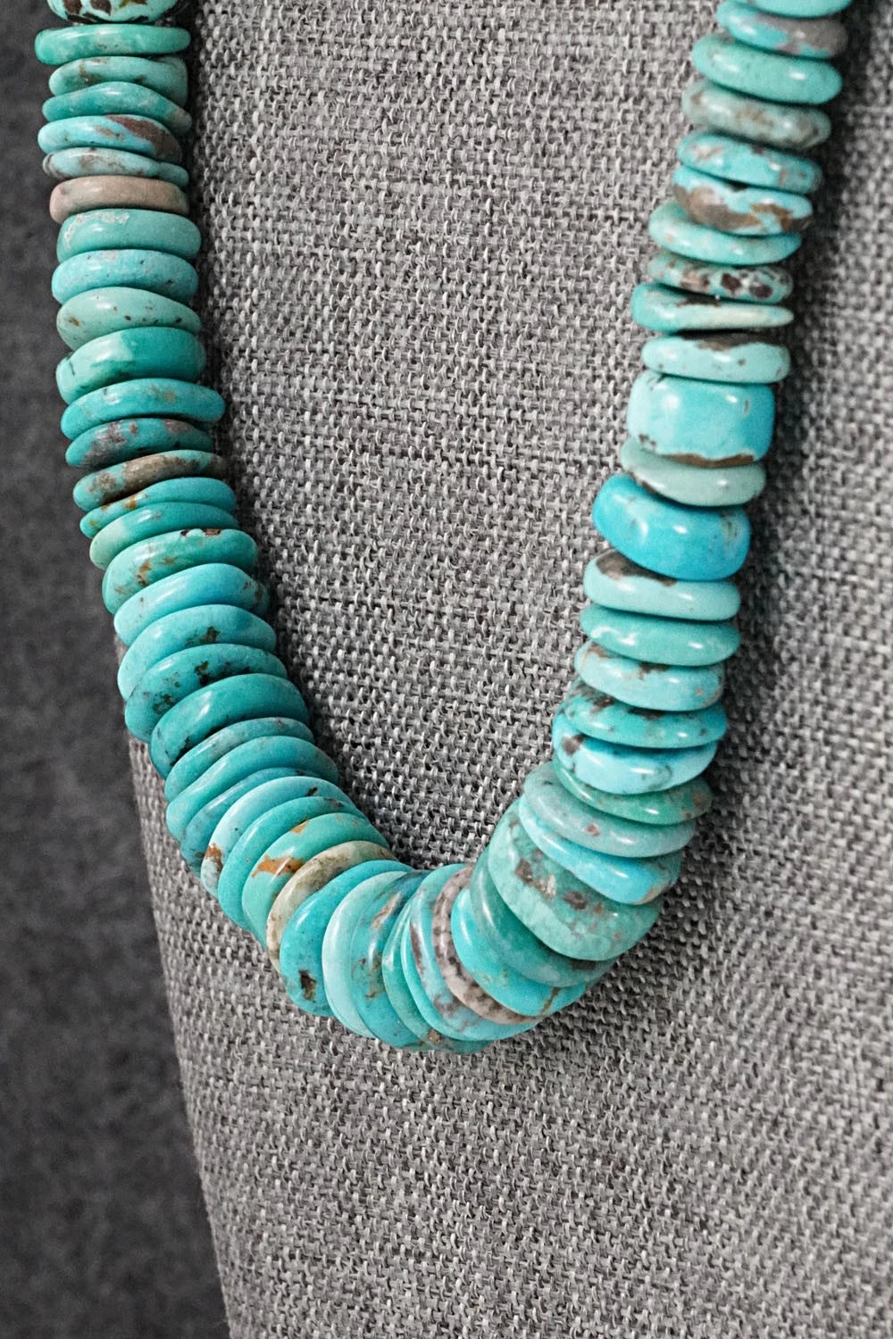 Turquoise & Sterling Silver Necklace 22" - Doreen Jake